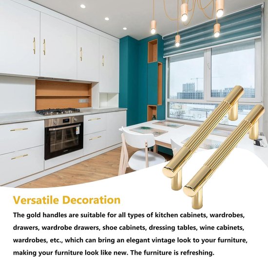 Allecto Plus - Gouden Knurled Kastgrepen - Set van 5 Stuks - Modern