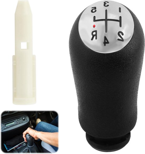 Foto: Allecto plus pookknop met 5 versnellingen geschikt voor renault clio 3 en 4 zwart pu lederen autopookknop