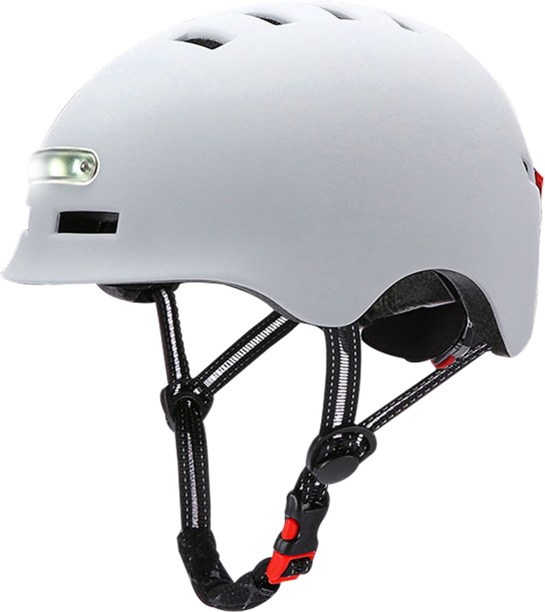 Fietshelm - Snorfiets Helm - LED Verlichting Fietshelm Volwassenen Elektrische Fiets - Fiets helm Elektrische Fiets - Bike Helmet -Wit-54-57CM