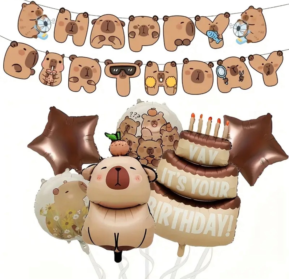 Vaisselle Jetable Thème Capybara - Lot Pour 20 Personnes - Assiettes, Gobelets, Serviettes - Décoration Fête Anniversaire, Baby Shower
