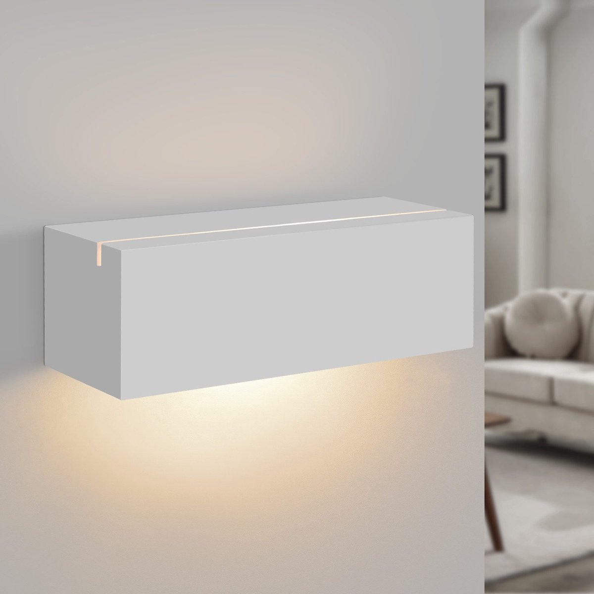 NETTLIFE Wandlamp G9 - Wit - Binnen Wandlamp - Up and Down Design - 22CM - Gips - Modern Hallamp - voor Hal | Woonkamer | Keuken | Trappenhuis - Zonder Lamp
