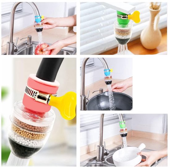 RHQFDM 2 stuks waterfilterkraan 360° draaibare waterkraanfilter met 6