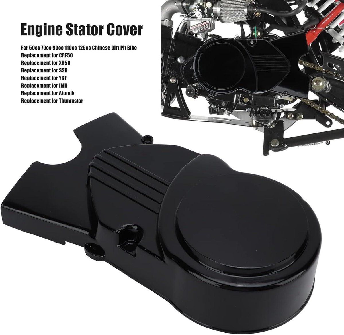 Allecto Plus - Motorfiets Linker Stator Cover van Metaallegering voor Chinese Dirt Pit Bike - 50cc 70cc 90cc 110cc 125cc - Universele pasvorm