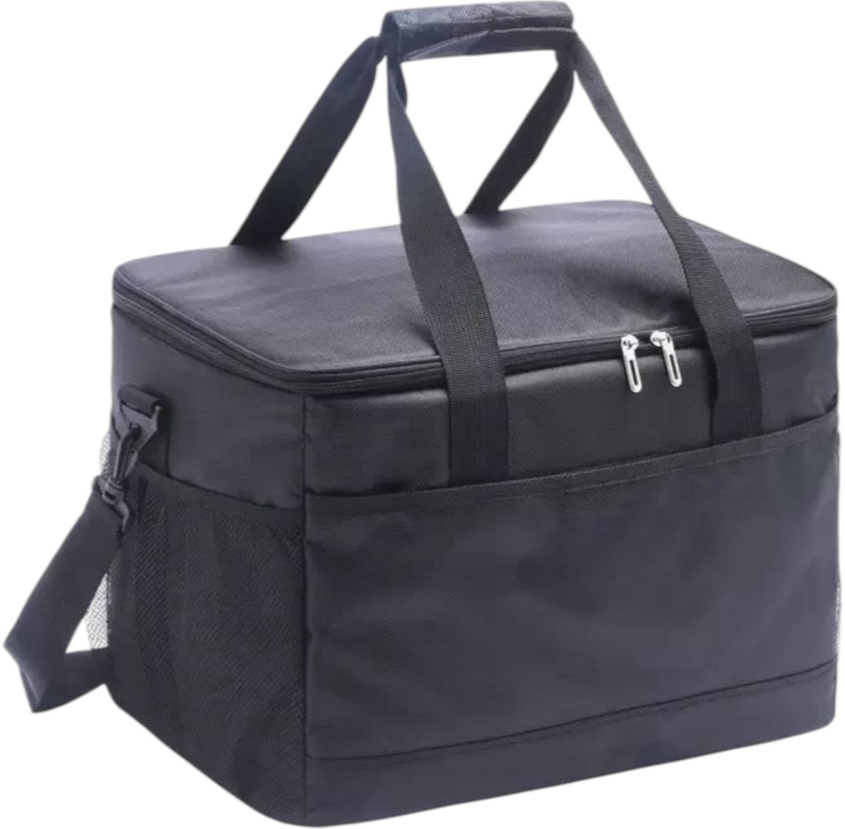 Koeltas Zwart XL – 42x28x31 cm – Grote Koelbox Tas met Schouderriem – Geïsoleerde Picknicktas – Waterdicht & Opvouwbaar – Ideaal voor Strand, Park & Auto