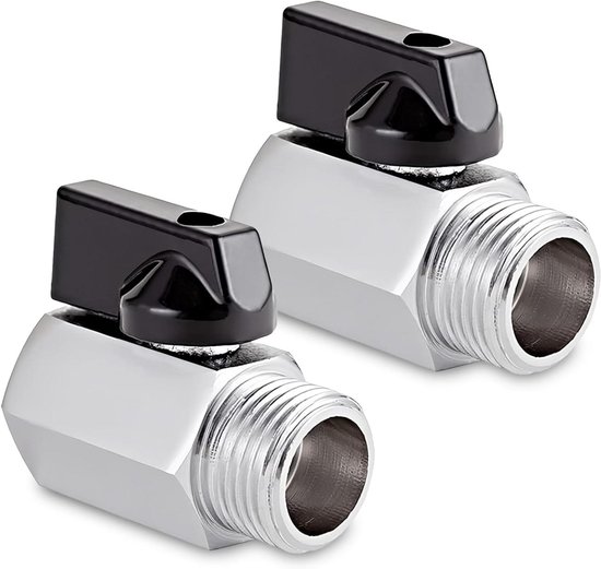 Foto: Allecto plus koperen kogelkranen set van 2 stuks voor dn8 buis handgreep mini kogelkraan