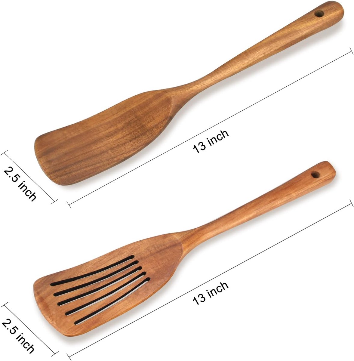 Houten Wok Spatel, Lange Handvat 39cm 2st