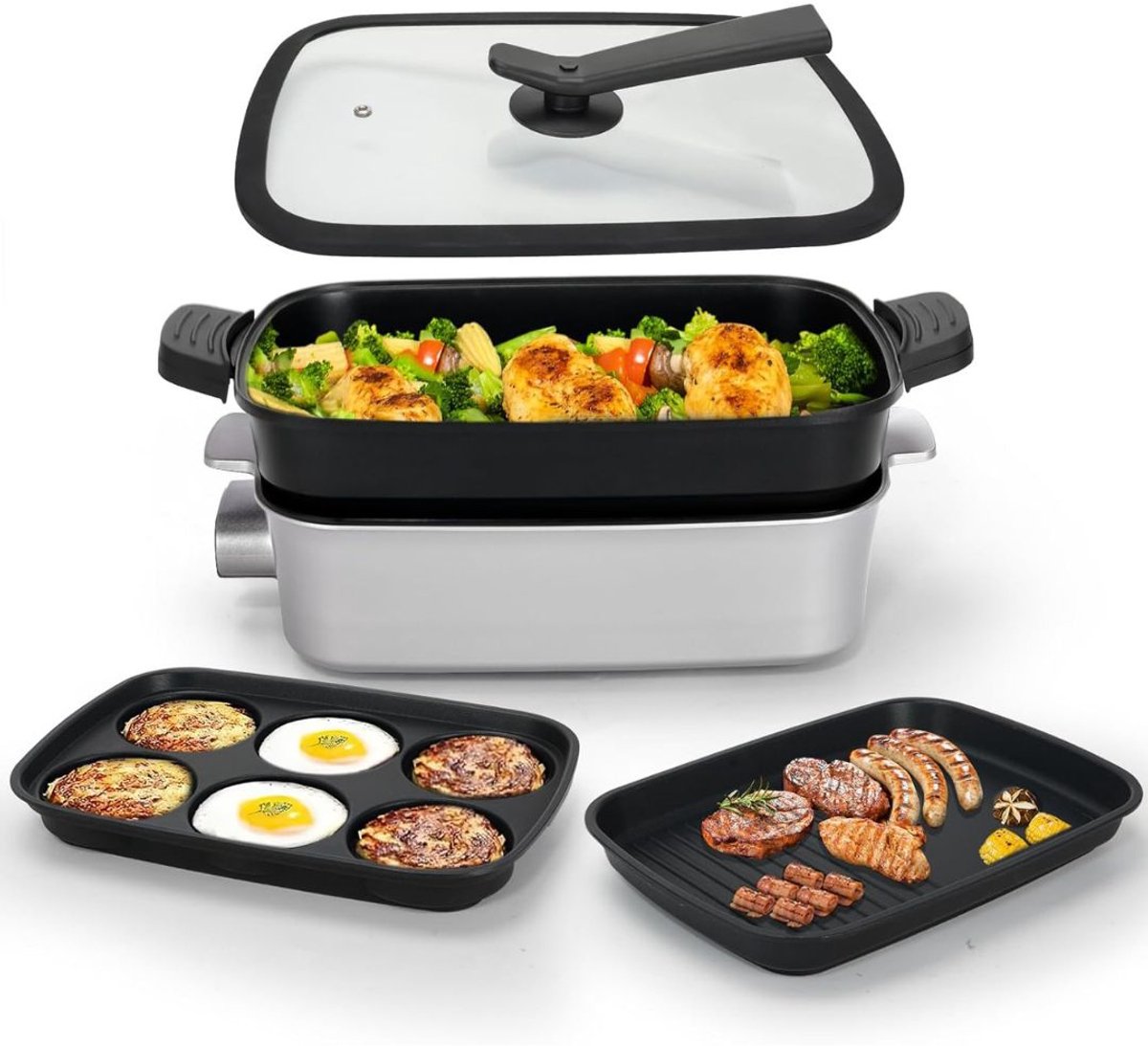 CLGP® Elektrische Pan - Party Pan - Hapjespan - Zwart en Wit