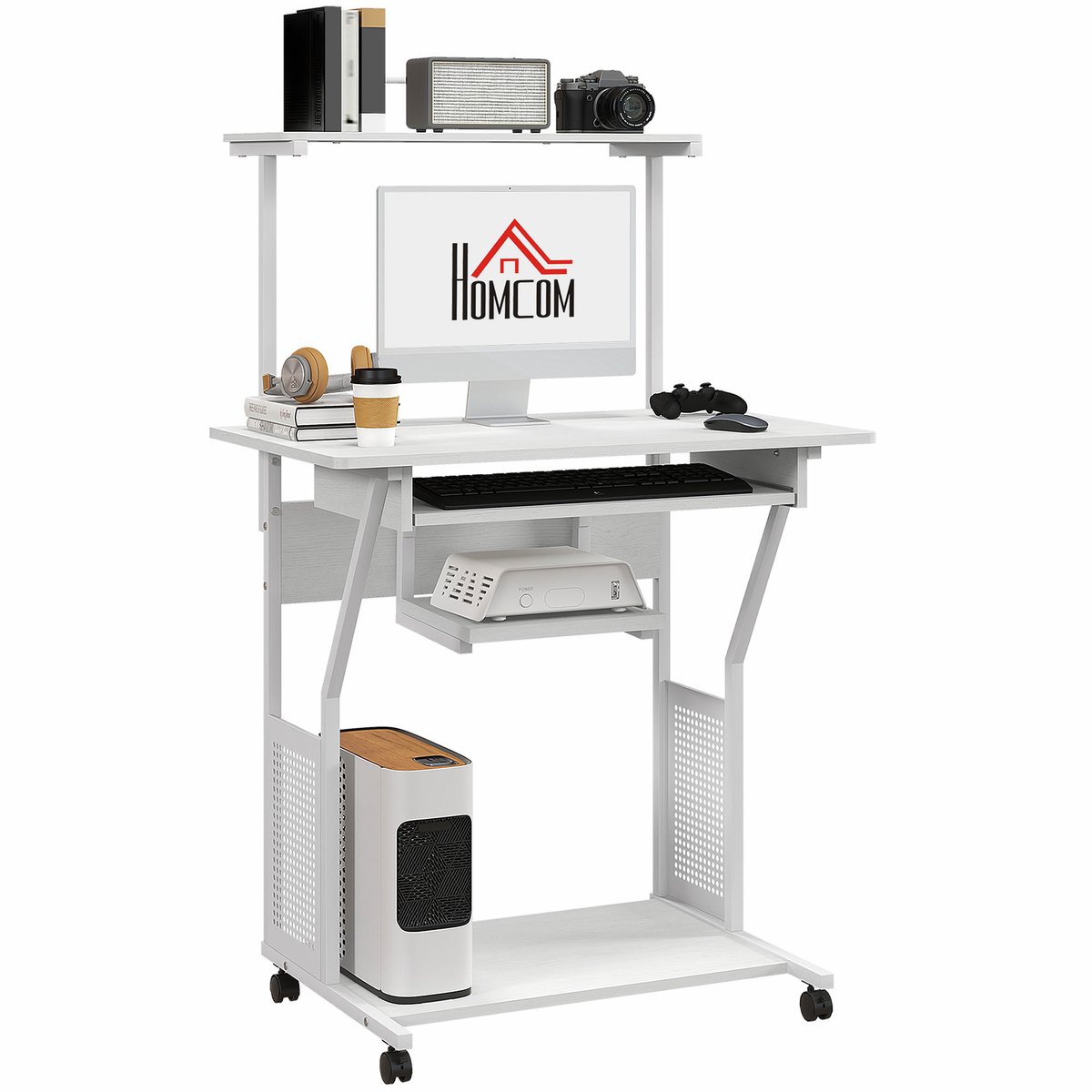HOMCOM-Computerbureau-Spaanplaat-80x50x130cm-Wit