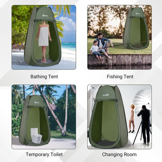 Outsunny-Camping Douchetent-100x100x185cm-Oxford stof-Groen van Outsunny — afbeelding 4