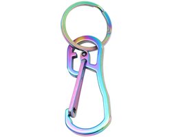 Garneck Karabijnhaak Sleutelhanger D-vorm Roestvrijstalen Sleutelhanger Metalen Sleutelhanger Sleutelhanger Snelontgrendelingshaak voor Mannen Vrouwen Kleurrijk Titanium