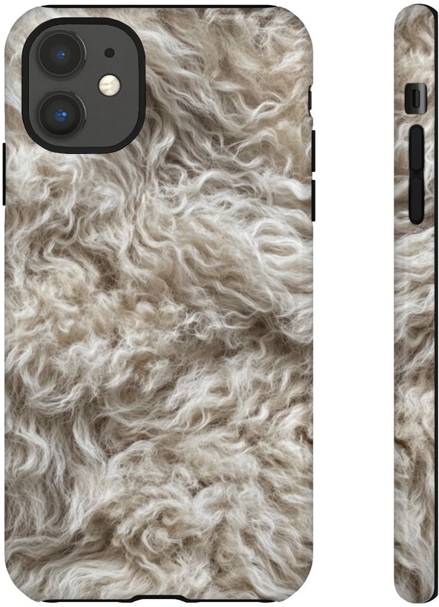 Natuurlijke Krullende Schapenvachtstructuur – Telefoonhoesje Geschikt voor iPhone 11