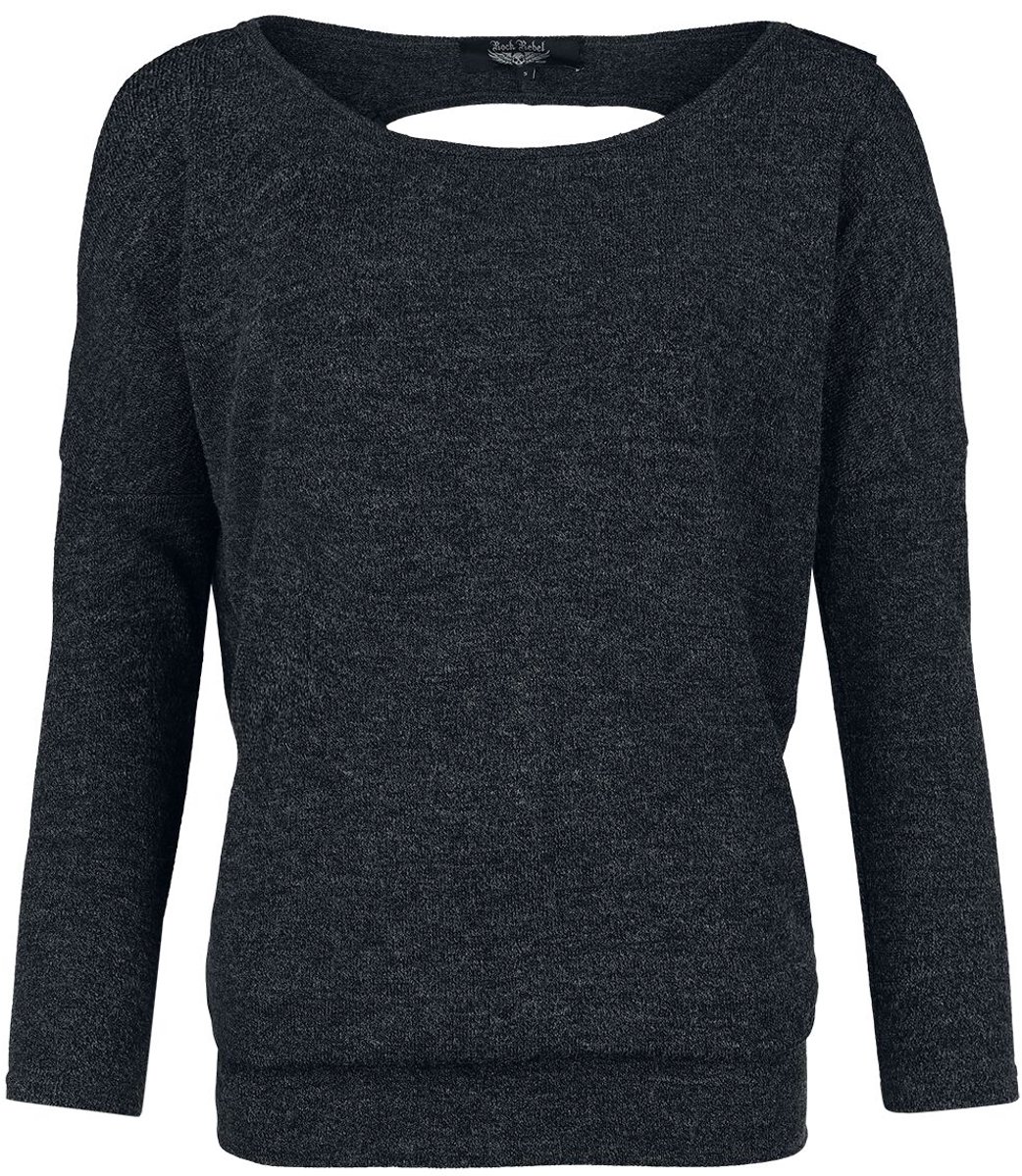 Rock Rebel by EMP zwart shirt met lange mouwen in gebreide look - Dames - L