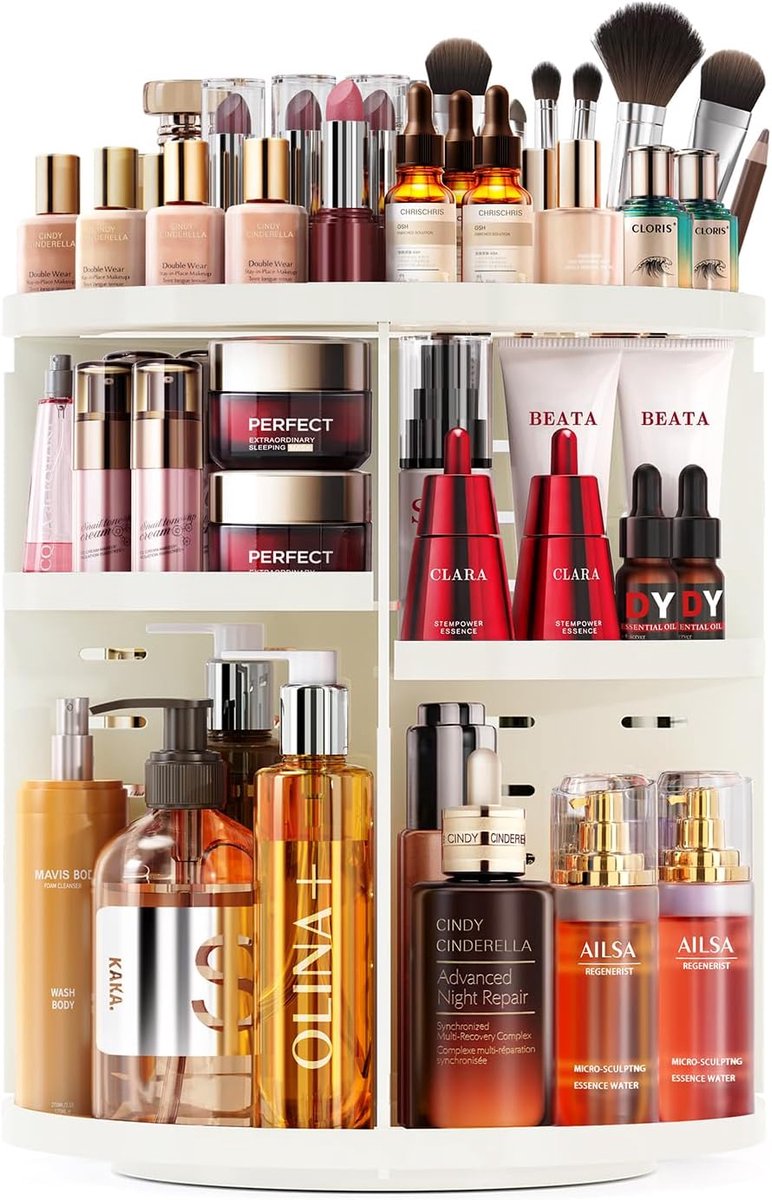 Make-up Organisator met 9 Verstelbare Niveaus - 360° Draaibaar - Perfect voor je Dressoir -