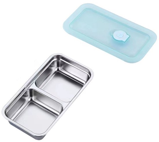 Boîte à lunch en acier inoxydable avec double compartiments et couvercle, boîte à lunch rectangulaire avec compartiments