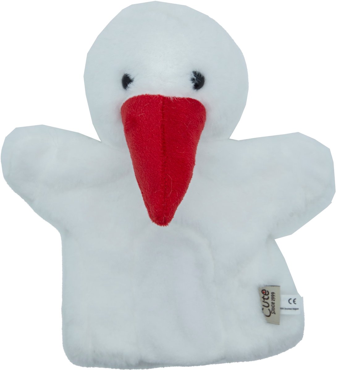 Cute since 1999 - Knuffel handpop Witte Ooievaar - Dier knuffel - Handpop voor poppenkast - 20cm