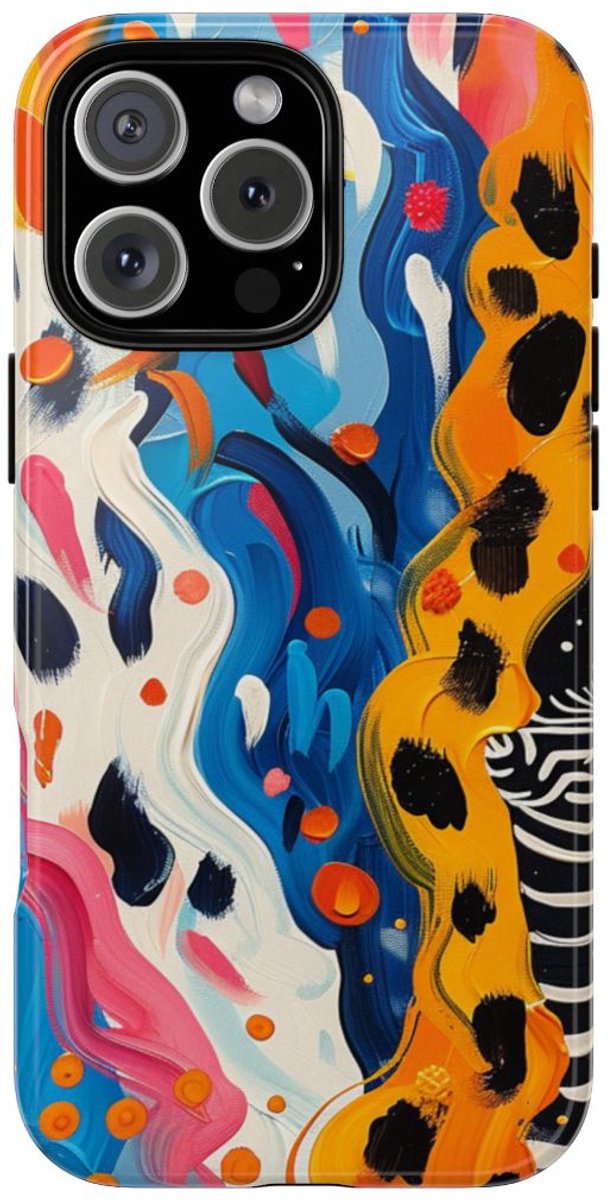 Abstract Kleurrijk Zebra Patroon – Telefoonhoesje Geschikt voor iPhone 16 Pro Max