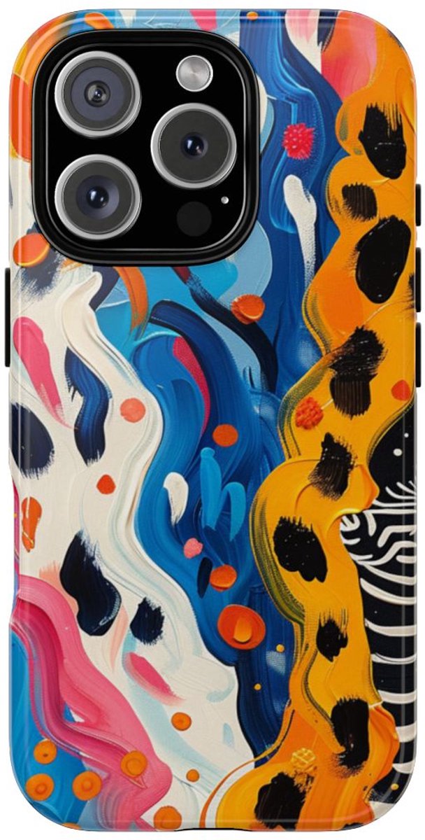 Abstract Kleurrijk Zebra Patroon – Telefoonhoesje Geschikt voor iPhone 16 Pro