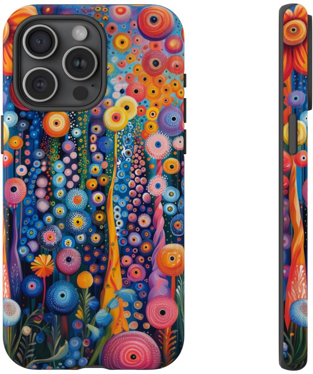 Levendig Abstract Bloemenpatroon – Telefoonhoesje Geschikt voor iPhone 15 Pro Max