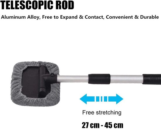 Windscreen Cleaner - Telescopic - 7 Microfiber Cloth Cover - Blinds Brushes - Window Cleaner - Auto - Huis - Keuken — afbeelding 2