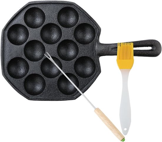 15 Holes Cast Iron Takoyaki Pan Octopuses Small Baking Pan for Pancake
