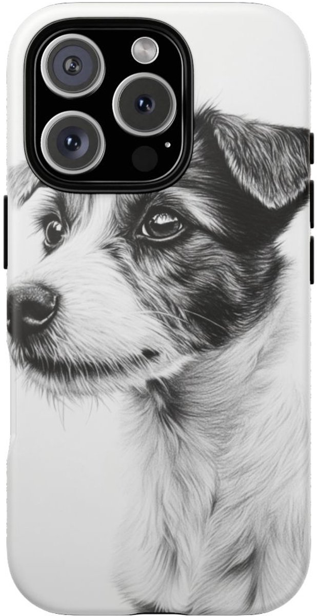 Hondenportret in Houtskool en Grafiet – Telefoonhoesje Geschikt voor iPhone 16 Pro