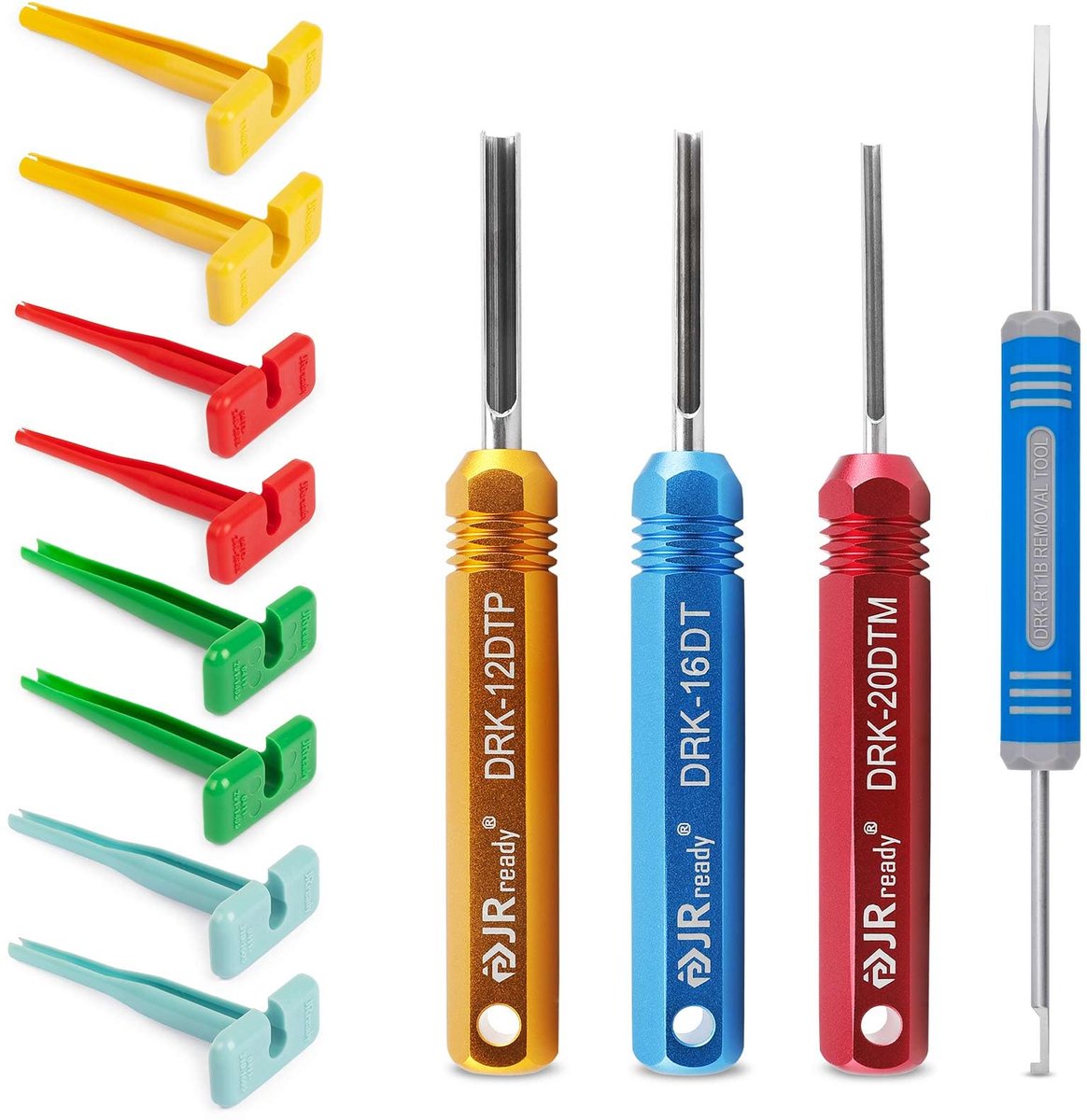 Deutsch Uitpin Gereedschap Set - Voor #12, #16, #20 Solide & Gestanste Contacten 10-22 AWG - Geschikt voor Deutsch DT, DTM, DTP, HD Serie Automotive Connectoren - 12-delig