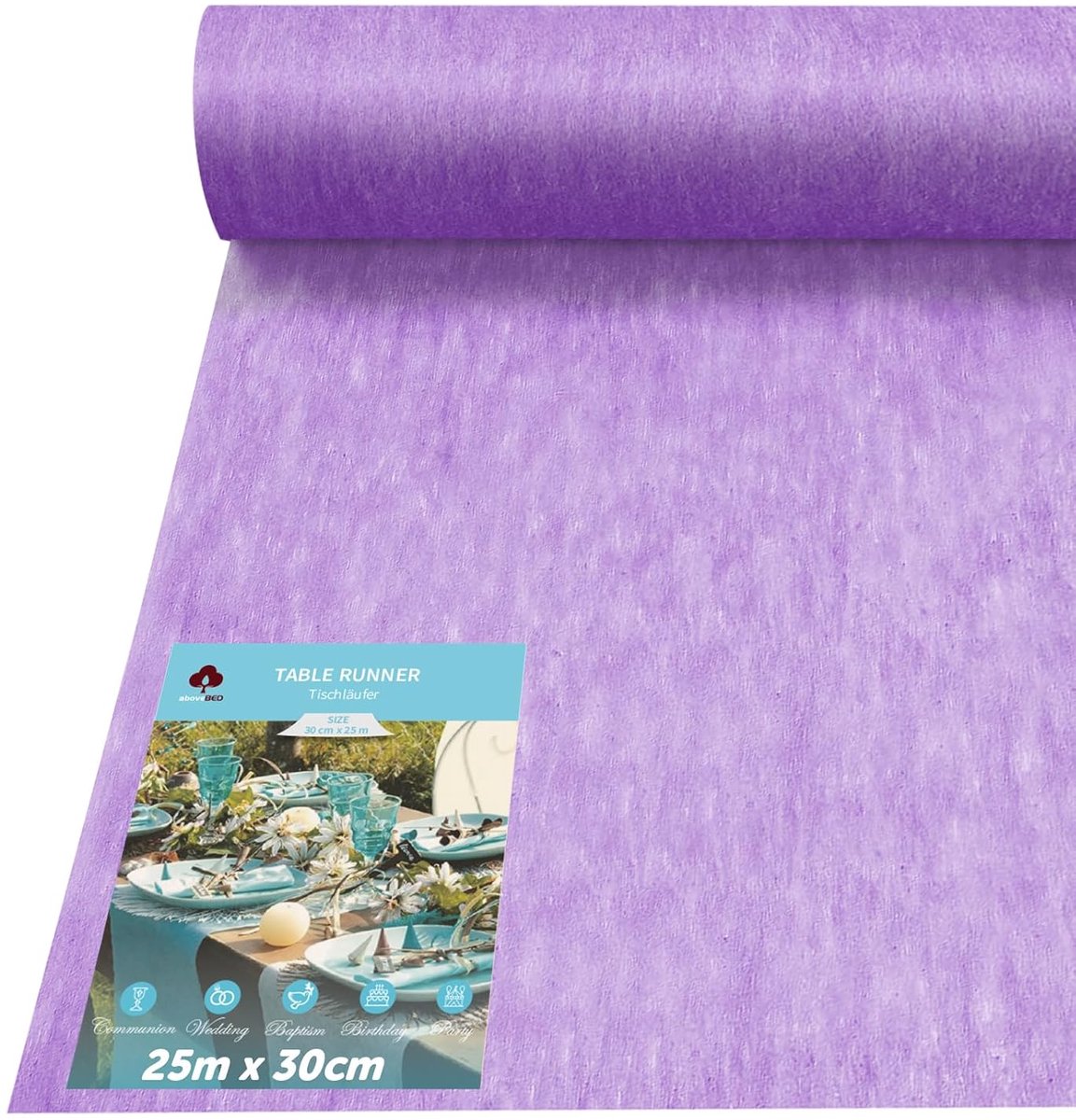 Vlies Tafelloper - Elegante Tafeldecoratie - Paars - 30 cm x 25 m