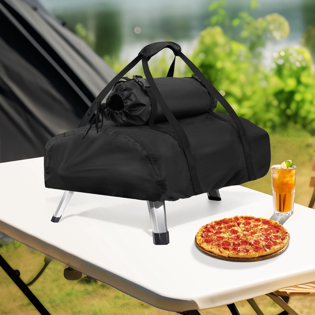 Pizzaoven Draagtas en Hoes - Voor Ooni Karu 12 - Met afneembare schoorsteentas - Van 500D Oxford doek - Voor buiten - 95 x 42 x 22 cm – foto 5