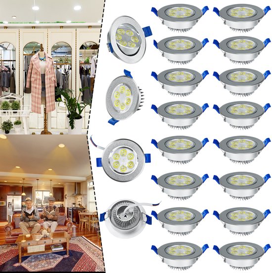 LED inbouwspot 7W 6 stuk Warm wit 360k 560LM plafondlamp inbouwlamp Niet dimbaar
