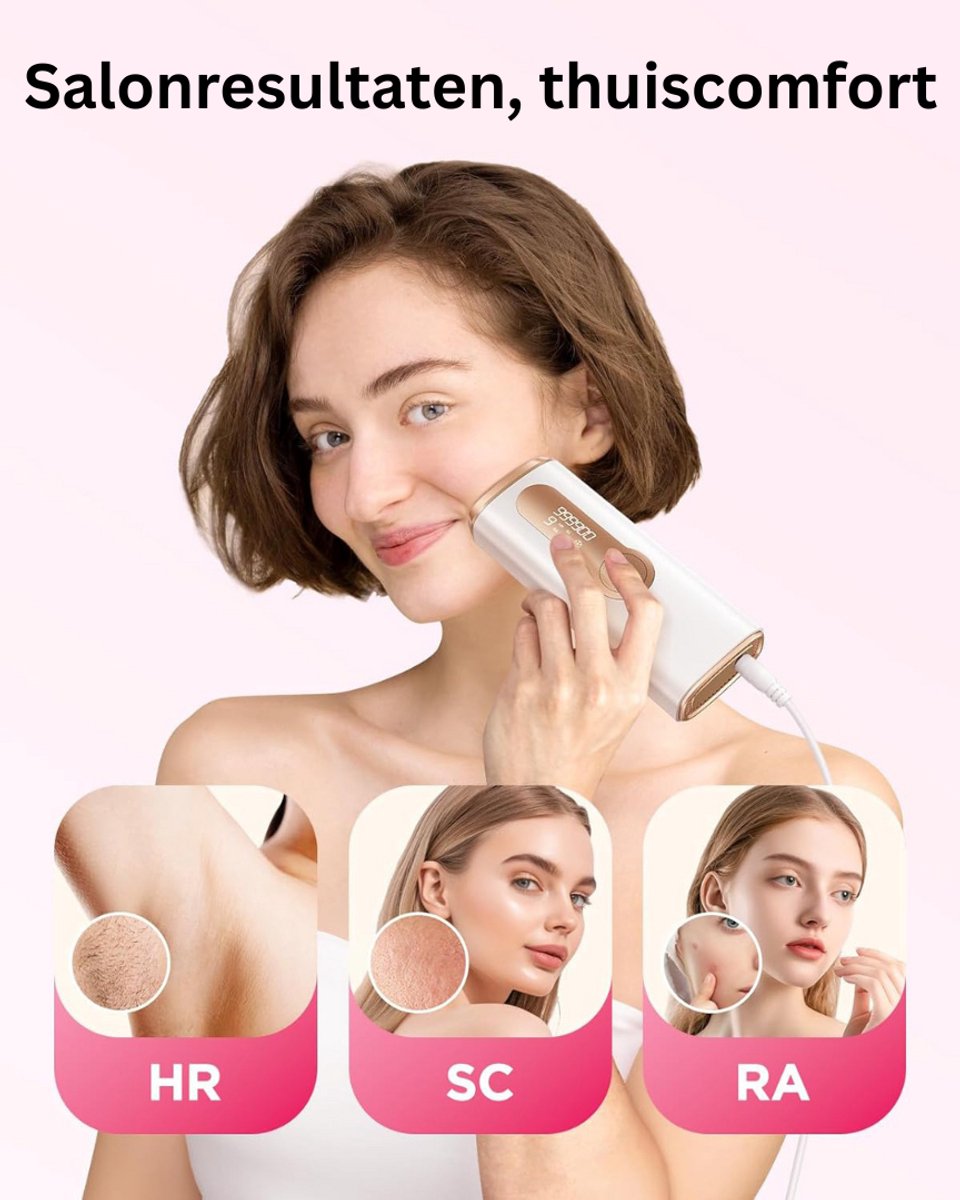 DailySupplies® Laser Ontharingsapparaat - IPL Ontharing - Mannen & Vrouwen - Roségoud en Wit thumbnail 3