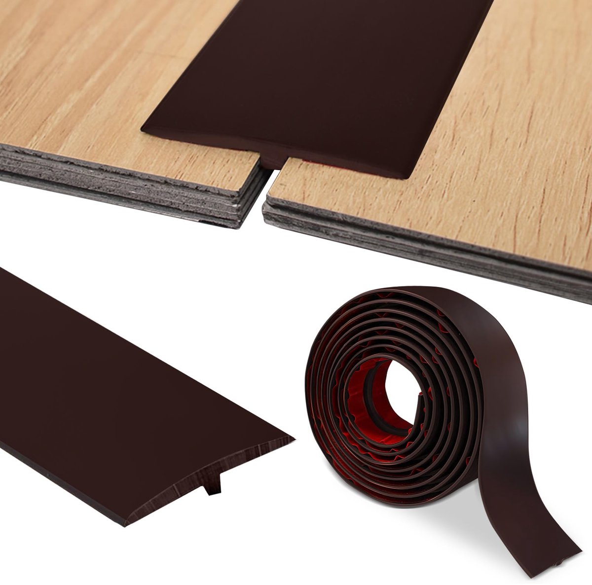 Zelfklevend overgangsprofiel, T-profiel overgangsstrip 5cmx300cm, PVC T-vormige overgangss
