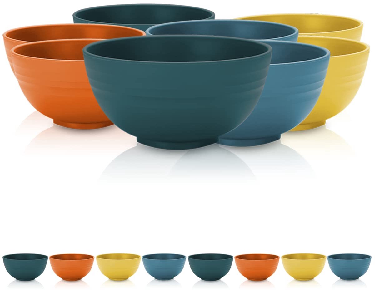 Set van 8 onbreekbare soepschalen - perfect voor buiten - diverse kleuren