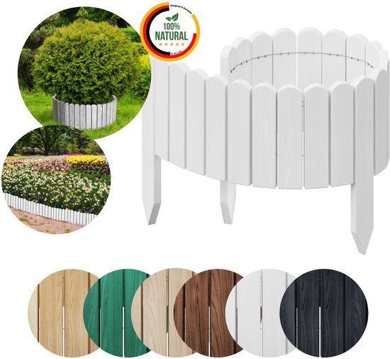 Floranica Rollborder Flexibele houten hek 200 x 30 cm Onbehandeld ( inkortbaar) Dennenhouten bedrand ongeïmpregneerd Tuinafscheiding Bedrand Decoratieve Borderrand tuin Rollboarder