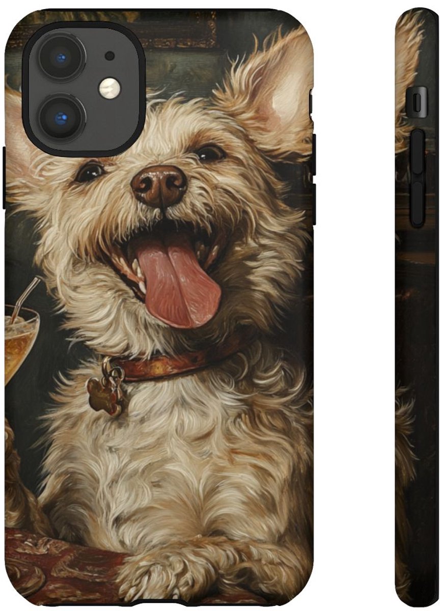 Vrolijke Terrier met Cocktail – Telefoonhoesje Geschikt voor iPhone 11