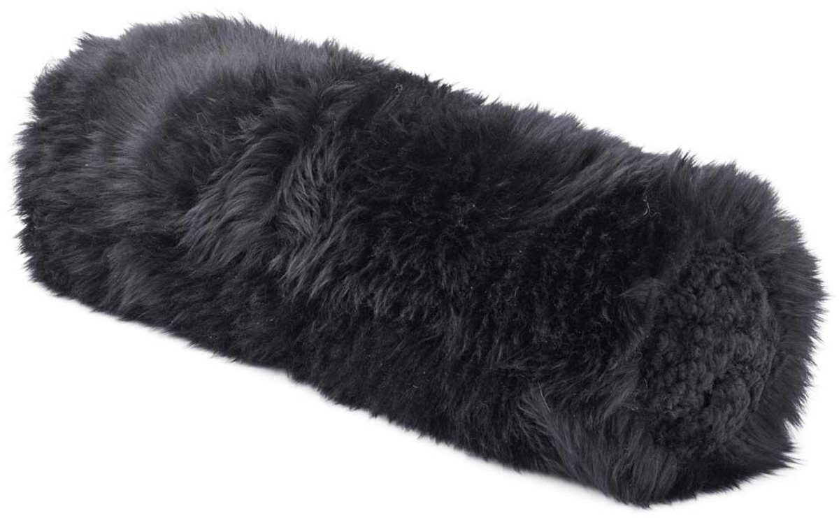 Sheepskin House Bolster Kussen - Langharige Schapenvacht - 20x52 cm Black/Black