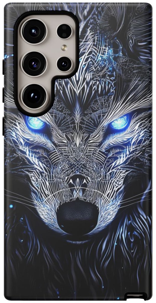 Majestueuze Wolf met Gloeiende Ogen – Telefoonhoesje Geschikt voor Galaxy S24 Ultra
