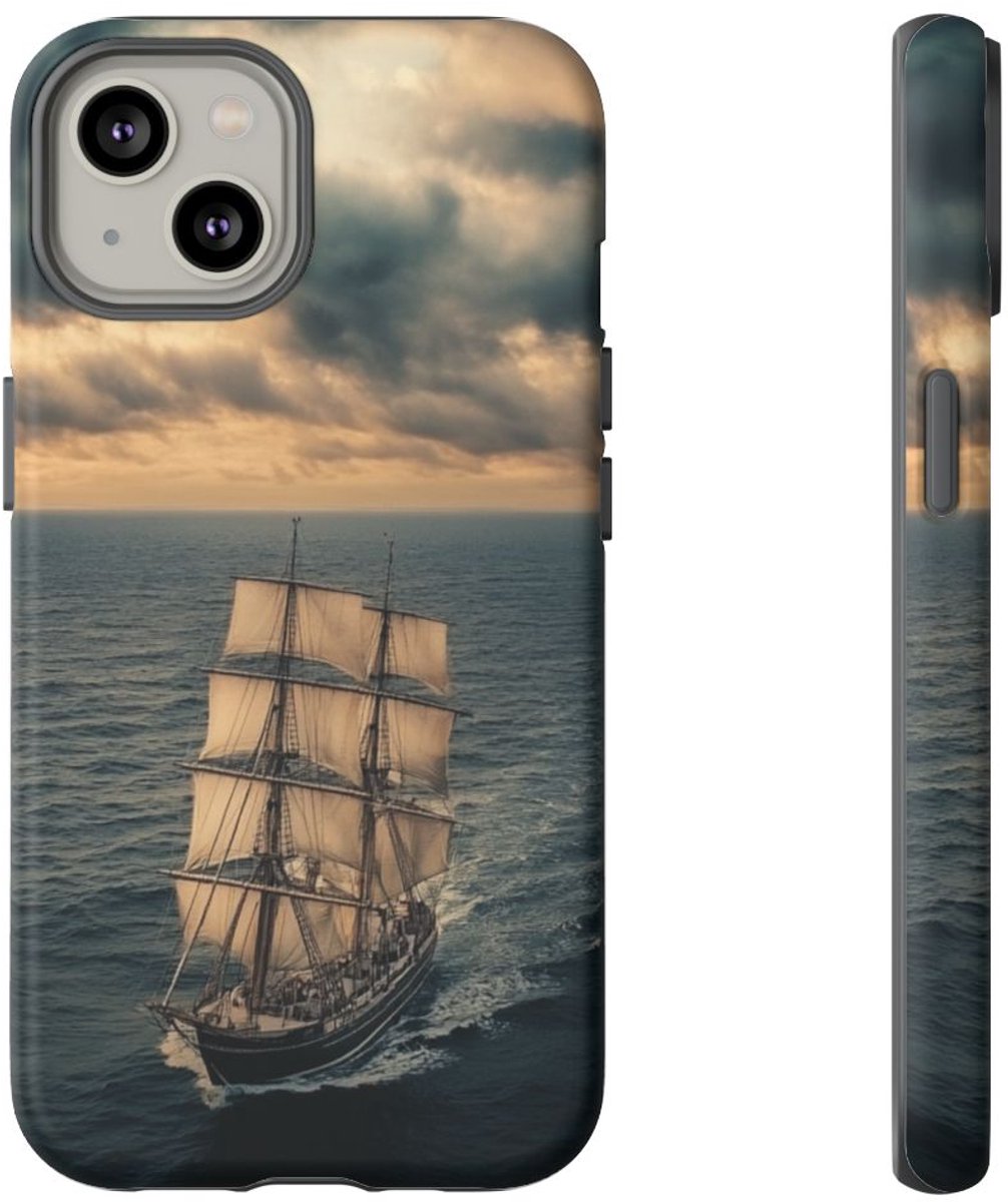 Zeilschip in Stormachtige Oceaan – Telefoonhoesje Geschikt voor iPhone 14