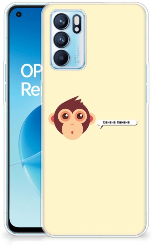 Coque Smartphone OPPO Reno 6 5G Coque Arrière Coque en Siliconen avec Photo Monkey