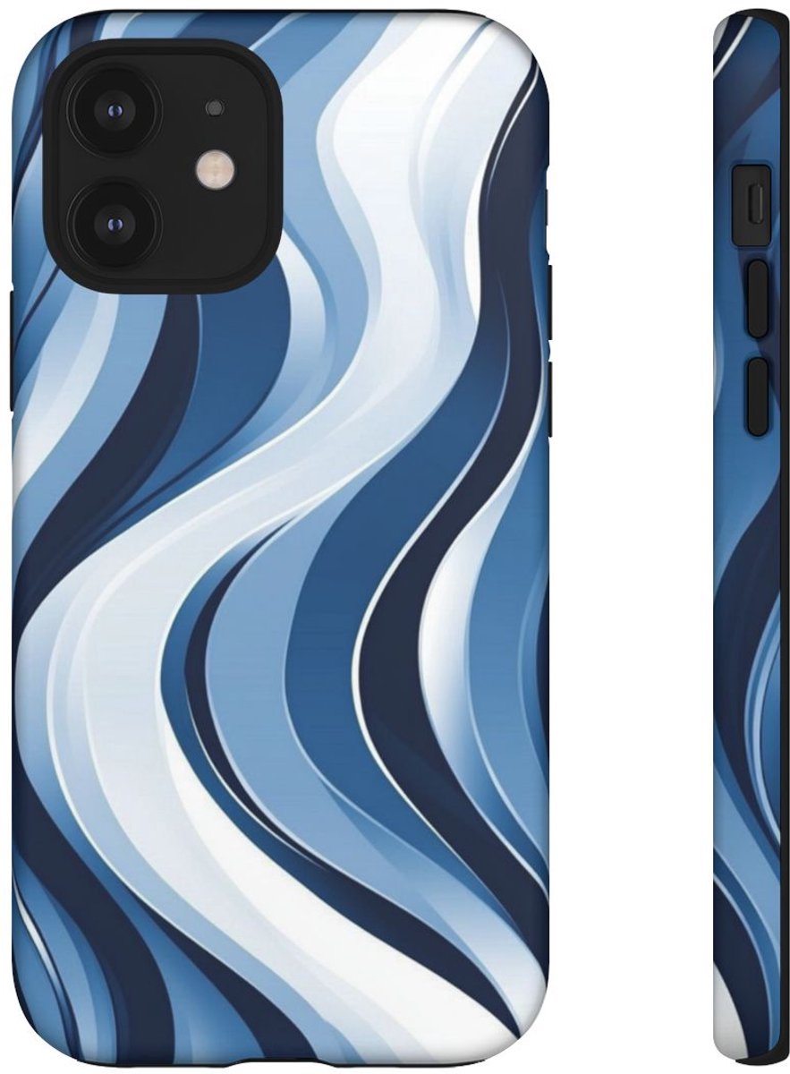 Moderne Blauwe Golven – Telefoonhoesje Geschikt voor iPhone 12