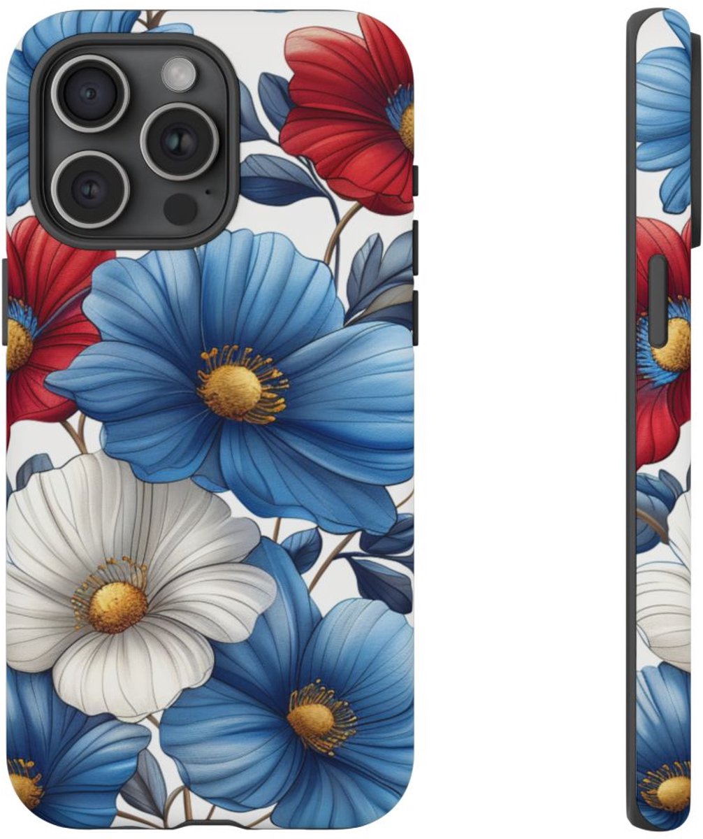 Mat Bloemenmotief – Telefoonhoesje Geschikt voor iPhone 15 Pro Max