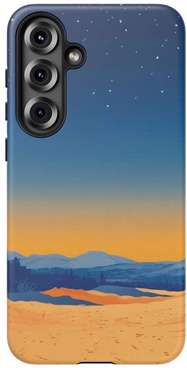 Woestijnlandschap met Maan – Telefoonhoesje Geschikt voor Galaxy S25 Plus