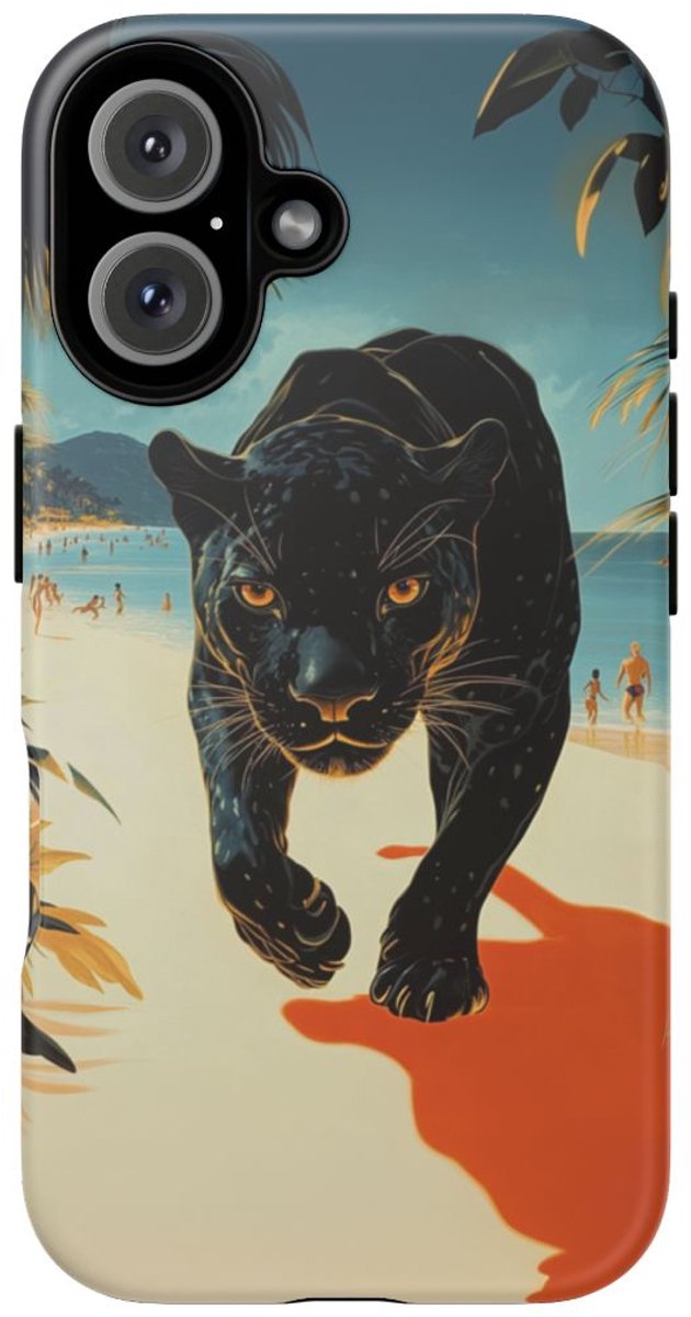 Zwarte Panter aan het Strand – Telefoonhoesje Geschikt voor iPhone 16
