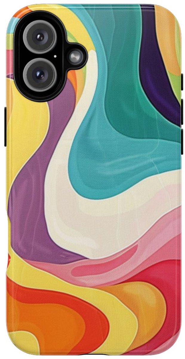 Vrolijk Kleurrijk Abstract Golvenpatroon – Telefoonhoesje Geschikt voor iPhone 16 Plus