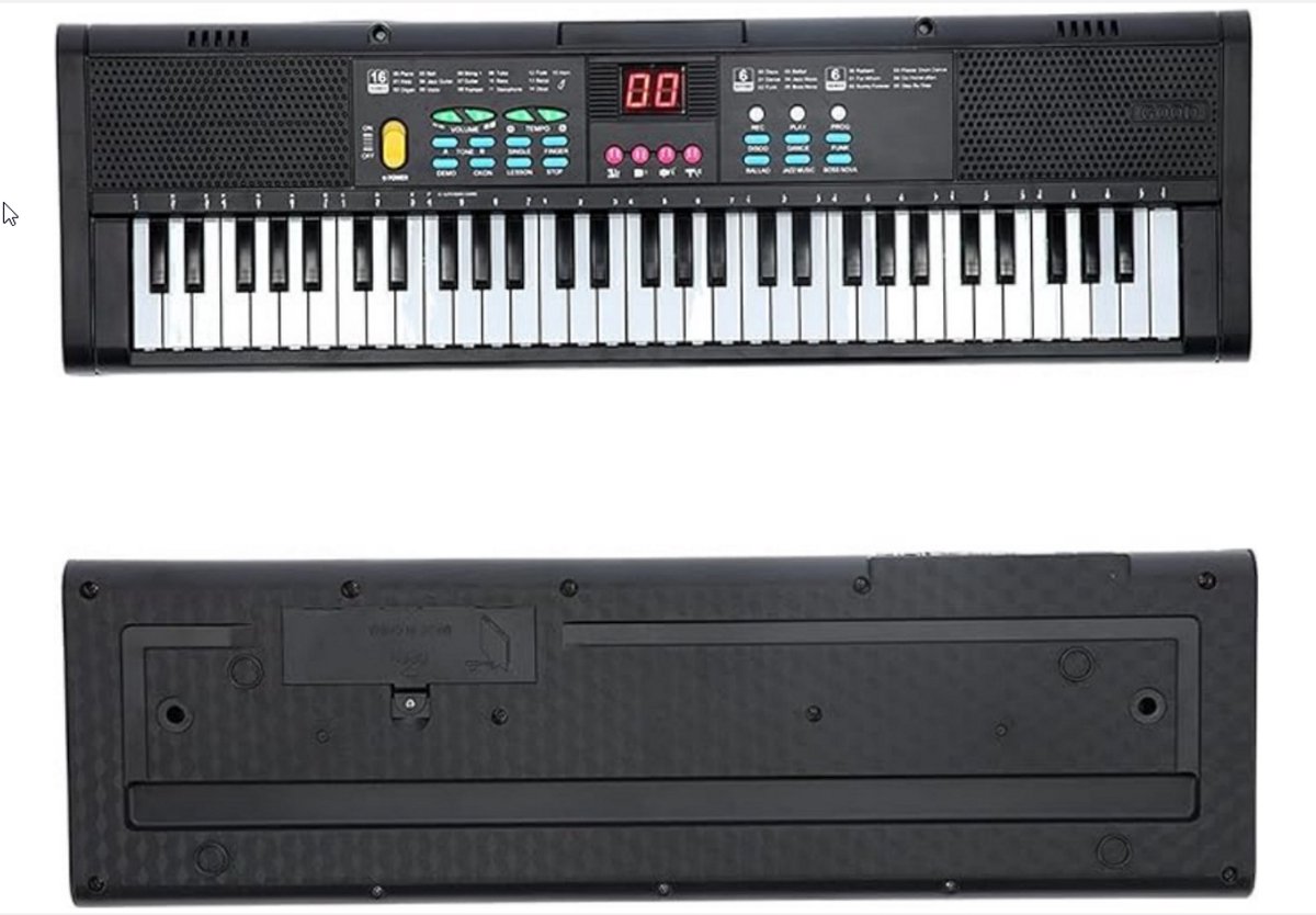 WNHB® Elektrische Piano Keyboard 61 Toetsen – Voor Beginners en Gevorderden – Met Leermodus en Karaokeset – Zwart – Inclusief Microfoon en Standaard
