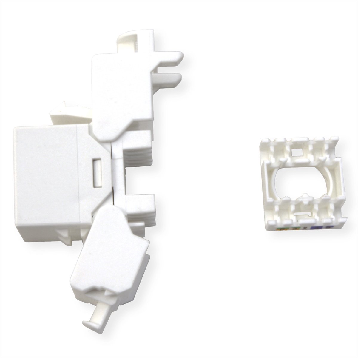 ROLINE Cat.6A (Klasse EA) Keystone, niet afgeschermd, zonder gereedschap, SLIM, extra kort, wit