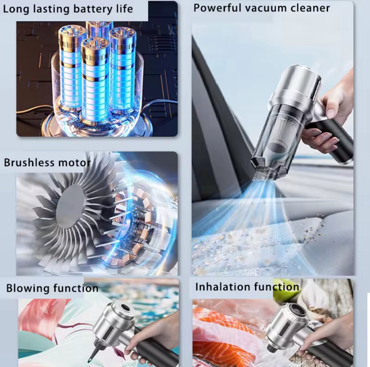 Fenshen 2-in-1 Mini Stofzuiger & Air Duster met HEPA-filter - afbeelding 2