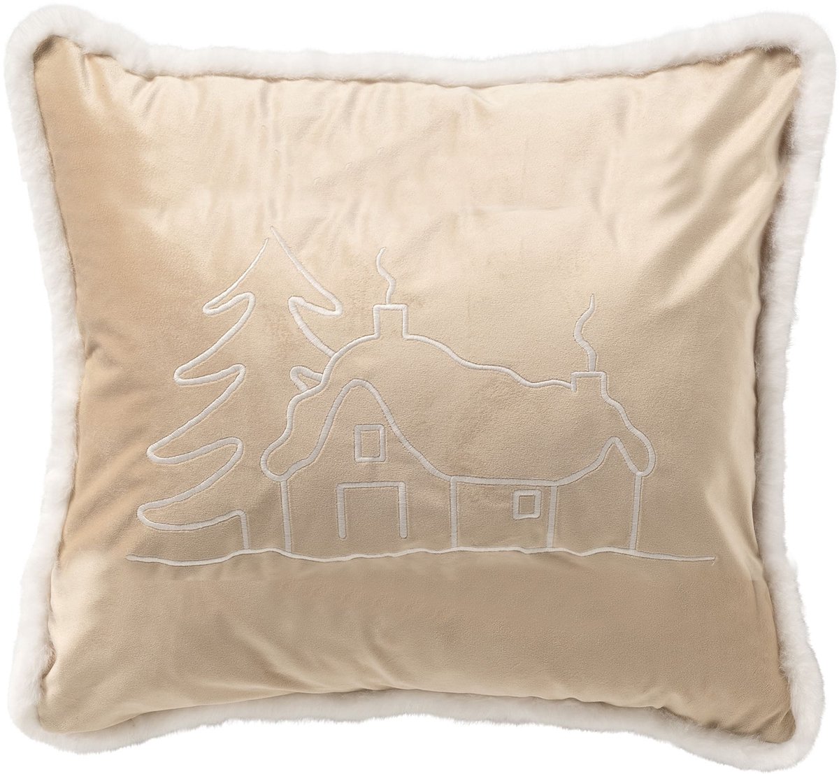 Textino ALPES - sierkussen 45x45 cm - kerst - Bleached Sand - beige Lichtbeige
