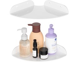 Sezanrpt 18x18CM Hoekplank Wandmontage Set van 2, Witte Acryl Hoekplanken, Hoek Wandorganizer Plank voor Badkamer, Keuken, Slaapkamer, Woonkamer, Eetkamer, Kantoor