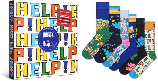 Happy Socks - Volwassen Uniseks The Beatles 6-Pack Sokken Cadeauset / Maat 41-46