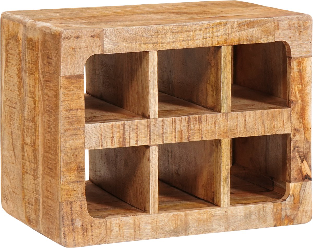 vidaXL - Wijnrek - met - opslag - Bruin - 44 - x - 30 - x - 35 - cm - Massief - Mango - Hout